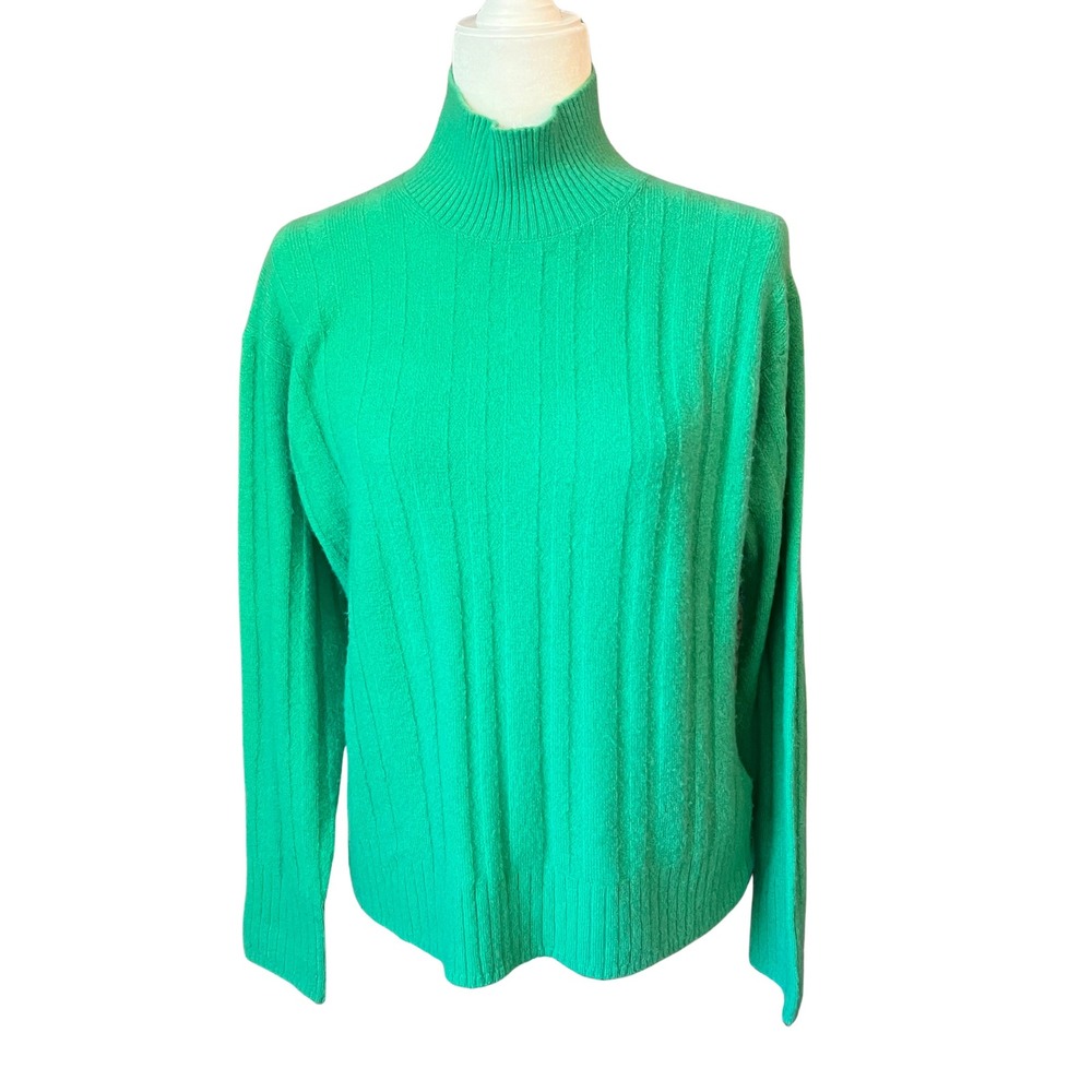 J. Crew Womens Ribbed Knit Mock Neck Sweater Kelly Green Size S‎ Wool Alpaca